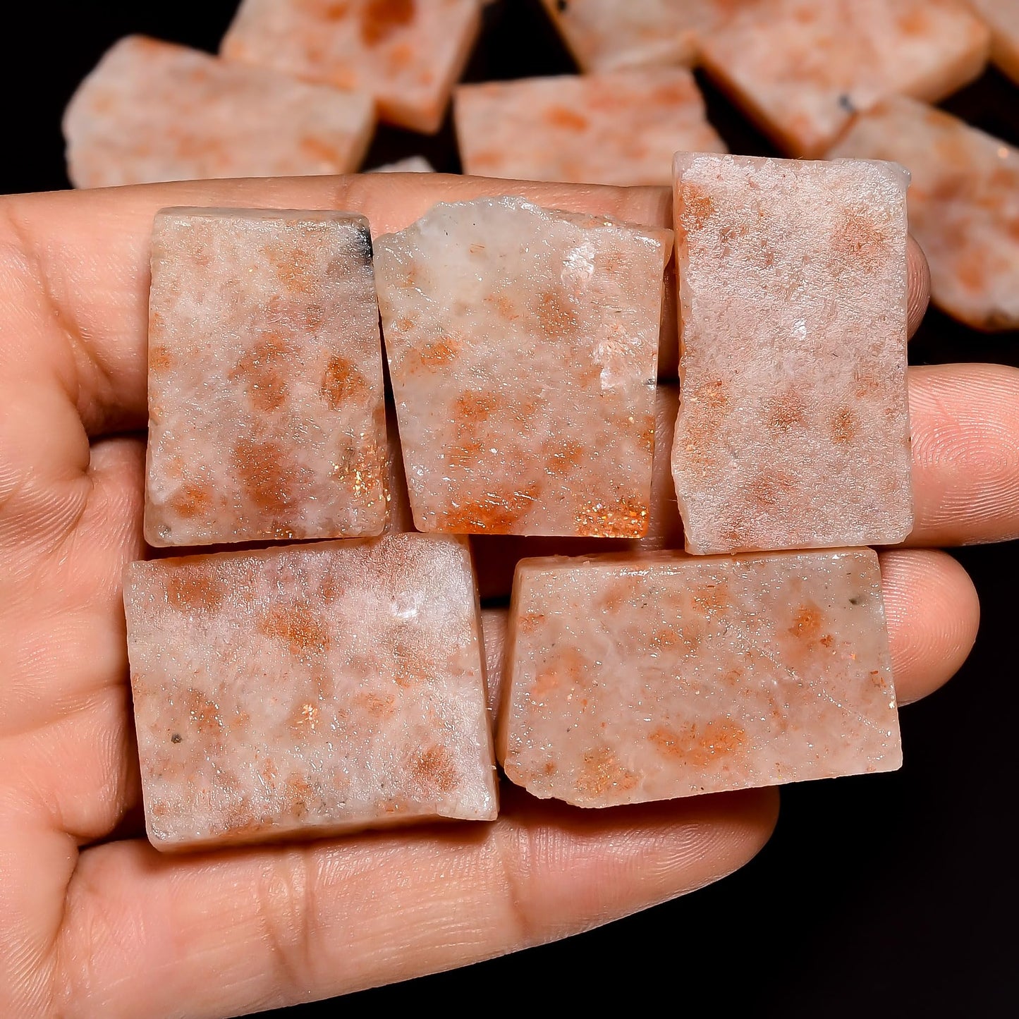 Natural Sunstone Raw Slice Gemstone- Healing Crystals for DIY Jewelry Making -Loose Natural Cabochon -Perfect for Crafting Unique Jewelry Designs
