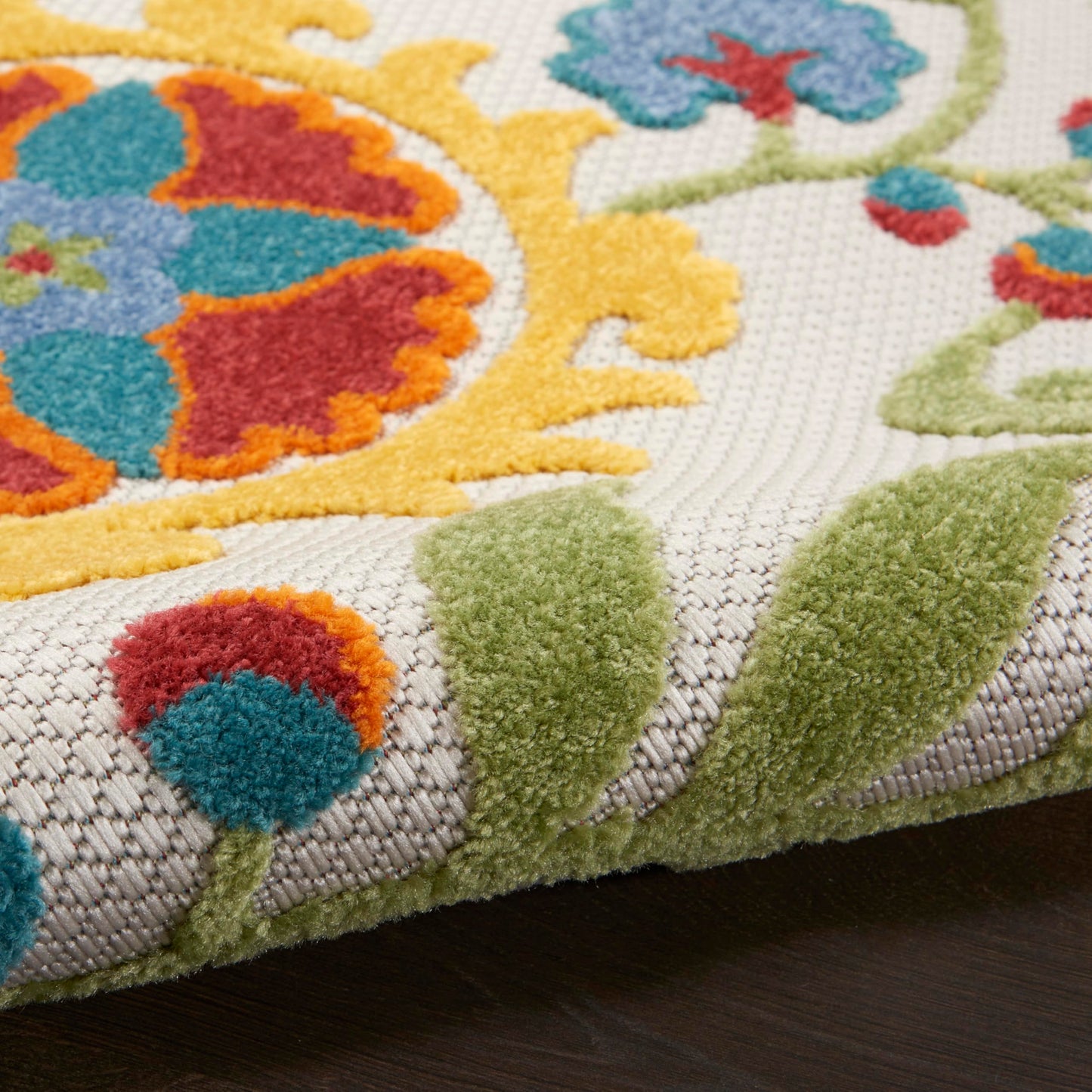 Nourison Home Aloha Ivory Multicolor 9' x 12' Area Rug - Easy Clean, Non Shedding, Bed Room, Living Room, Dining Room, Kitchen (9' x 12')