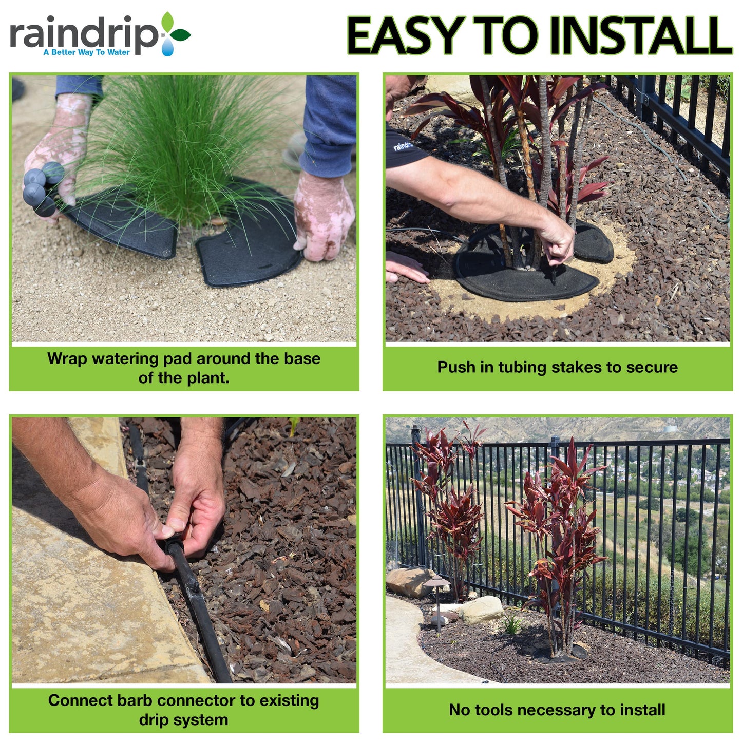 Raindrip RW16RE RootWise 360° Precision Plant Watering Pad for Plant & Tree Irrigation, 16 in. Watering Mat with Built-in Drip Tubing & Emitters,Watering Ring Connects to Drip Irrigation Systems,Black