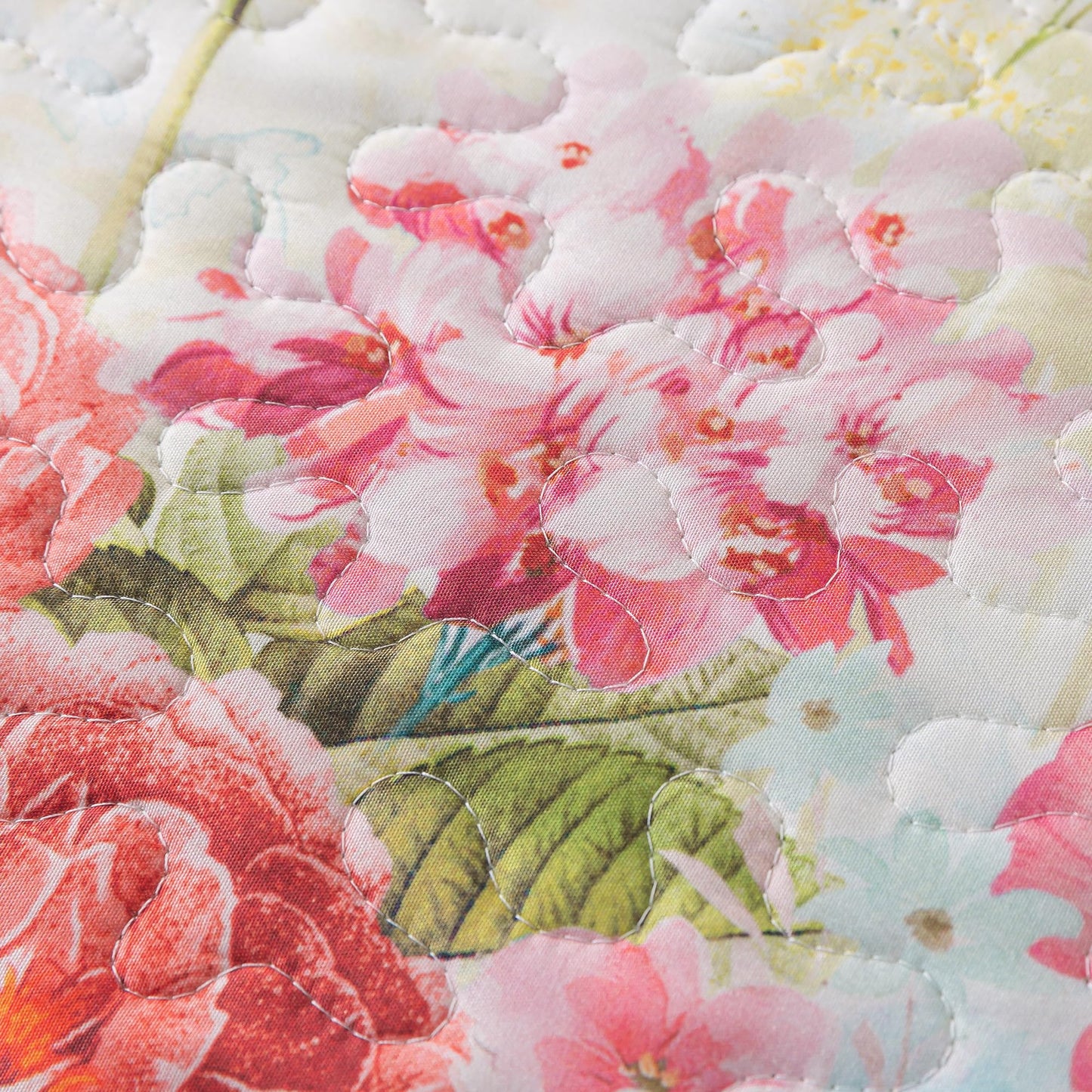 HoneiLife Quilt Sets Queen Size - Floral Quilt 3-Piece, Botanical Bedspreads Wildflower Coverlets for Queen Bed, Microfiber Bed Cover, All Season Quilts-Coral Pink