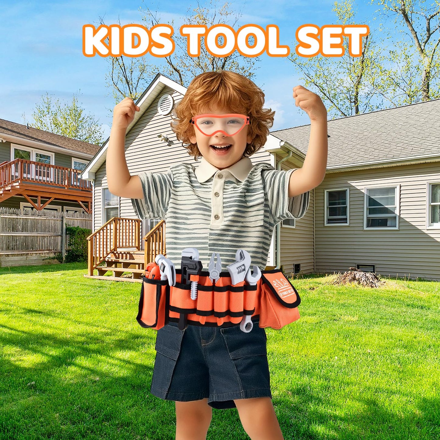 CASRRA Kids Tool Set Toddlers Tool Kit Kid Toddler Tools Belt 3 4 5 Year Old Construction Tools Toys for Boys Birthday Gifts Age 3 4 5