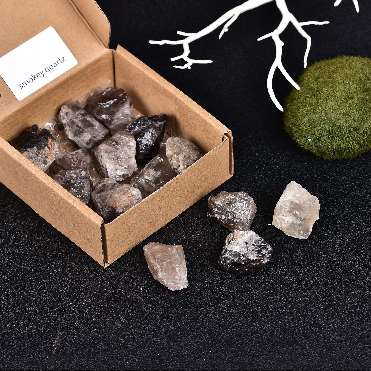 JIC Gem 12-16Pcs 0.7 Lbs irregular shape unpolished raw Madagascar natural Smoky Quartz Crystals and Healing Stones,0.32KG Gemstone Crystal Bulk rough Stones