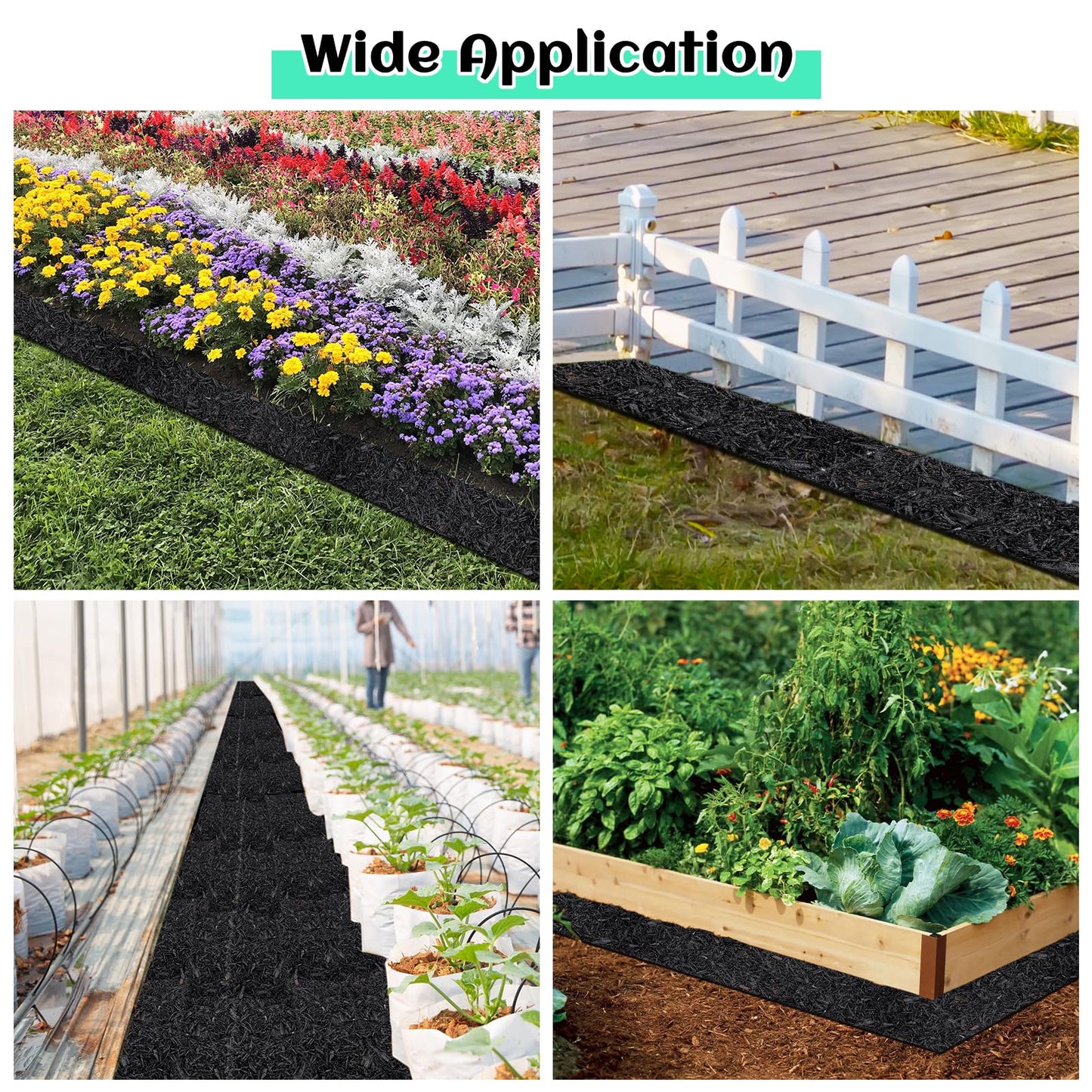 1 Pcs 10 Ft Long Rubber Mulch for Landscaping Garden Mulch Black Roll Rubber Mulch Mat Recycled Natural-Looking Edging Border Cuttable Reduced Weed Growth Bed Liner for Garden 2026