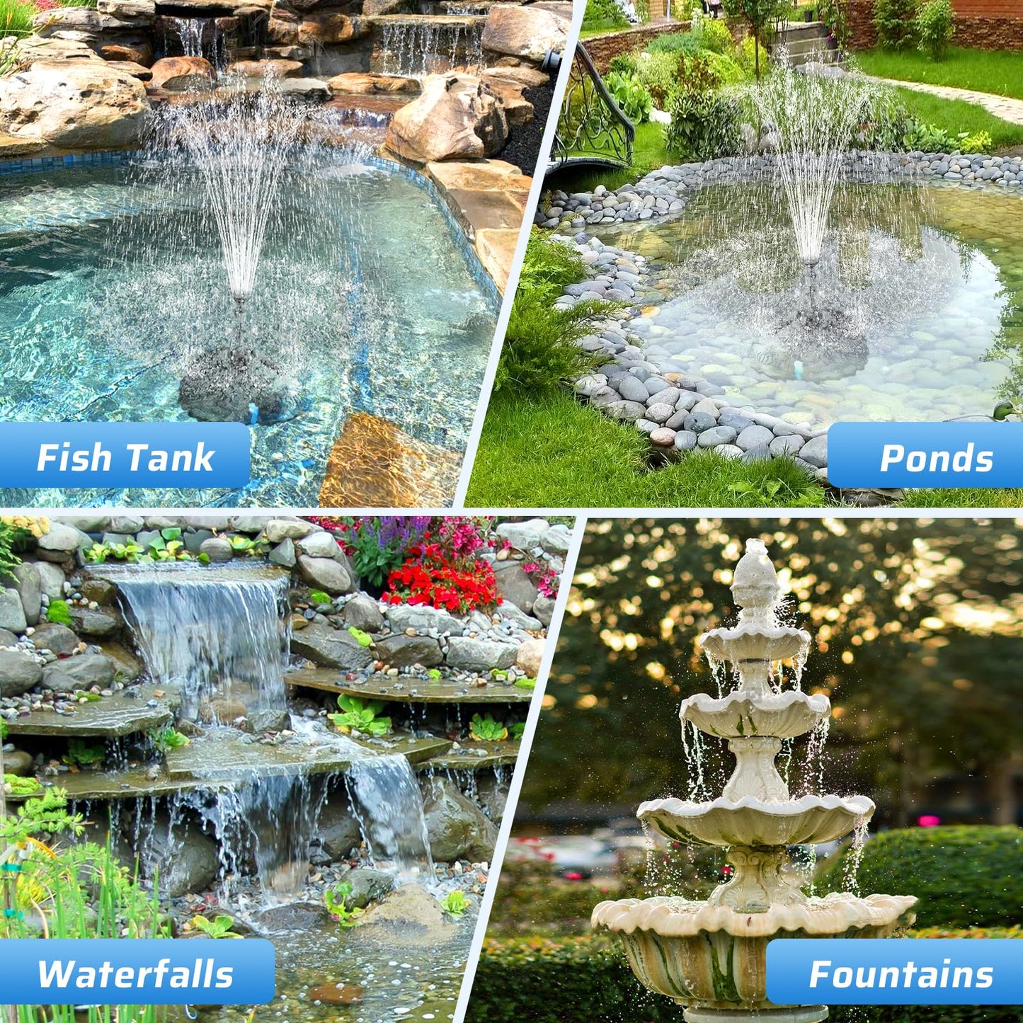 Antfraer Pond Filter Fountain Pump Kits with UV Clarifier, Pond Filter Box with 40W 660GPH Submersible Pump, KOI Pond Filter for Outdoor Ponds Garden Fountain Waterfall Aquarium Koi Pond
