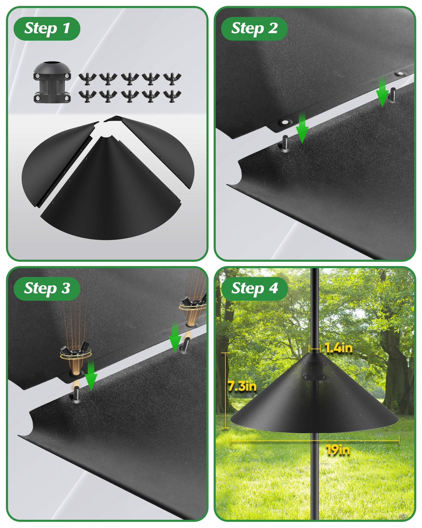 19 Inch Metal Squirrel Baffle for Bird Feeder Pole, Squirrel Proof Bird Feeders for Outdoors Hanging Cover for Rain Guard, Rust Proof Chew Proof Heavy, 1 Pack