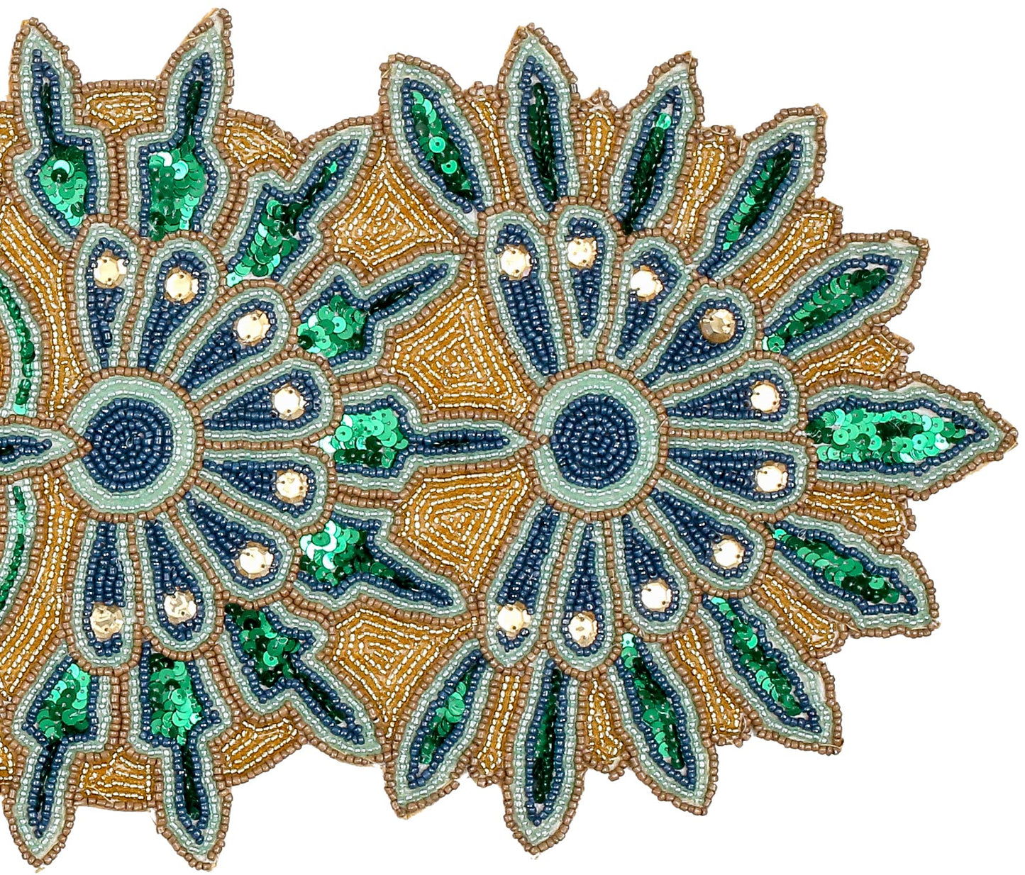 Green Gold Beaded Table Runner 36 Inches Long - Beautiful Fancy Elegant Decorative Handmade Glitz Table Runner for Dining Table Dรฉcor, Easter, Farmhouse, Living Room, New Year, Christmas - 13x36 Inch