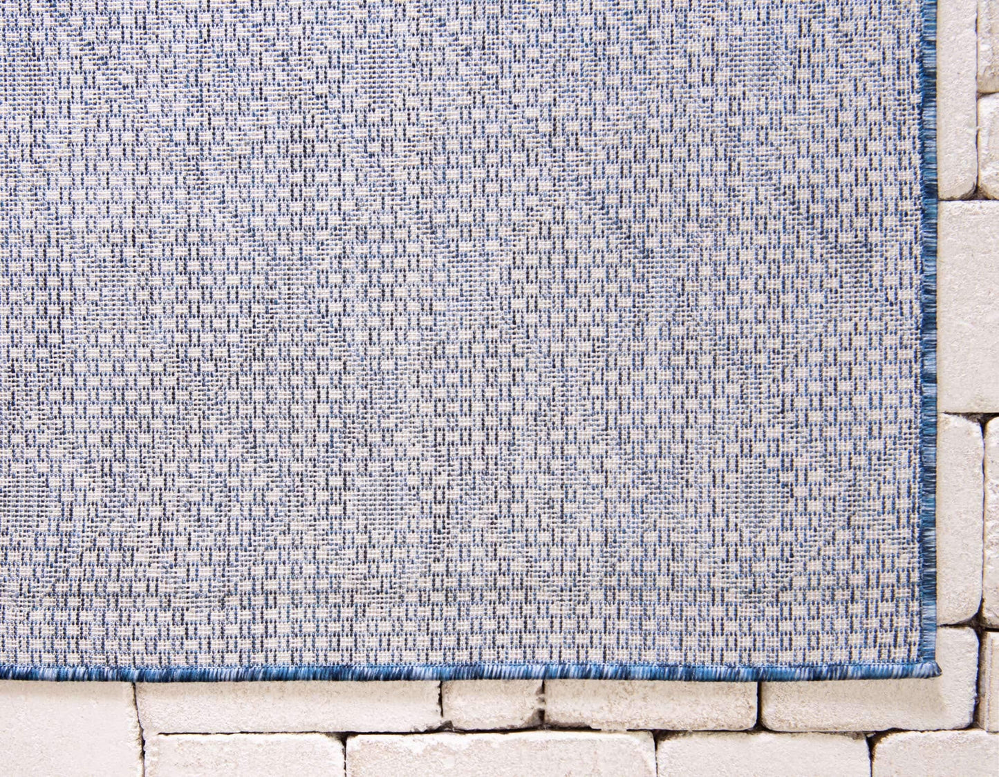 Unique Loom Outdoor Trellis Collection Area Rug - Tribal Trellis (8' x 10' Rectangle, Blue/ Ivory)
