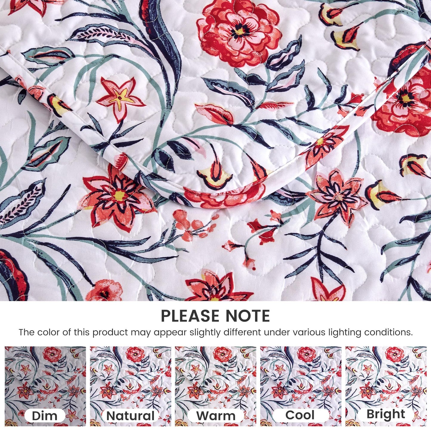SLEEP ZONE Reversible Quilt Set, Soft Lightweight Coverlet Set for All Season King Bedspread 106x96 inch with 2 Pillow Shams, Evans Pattern