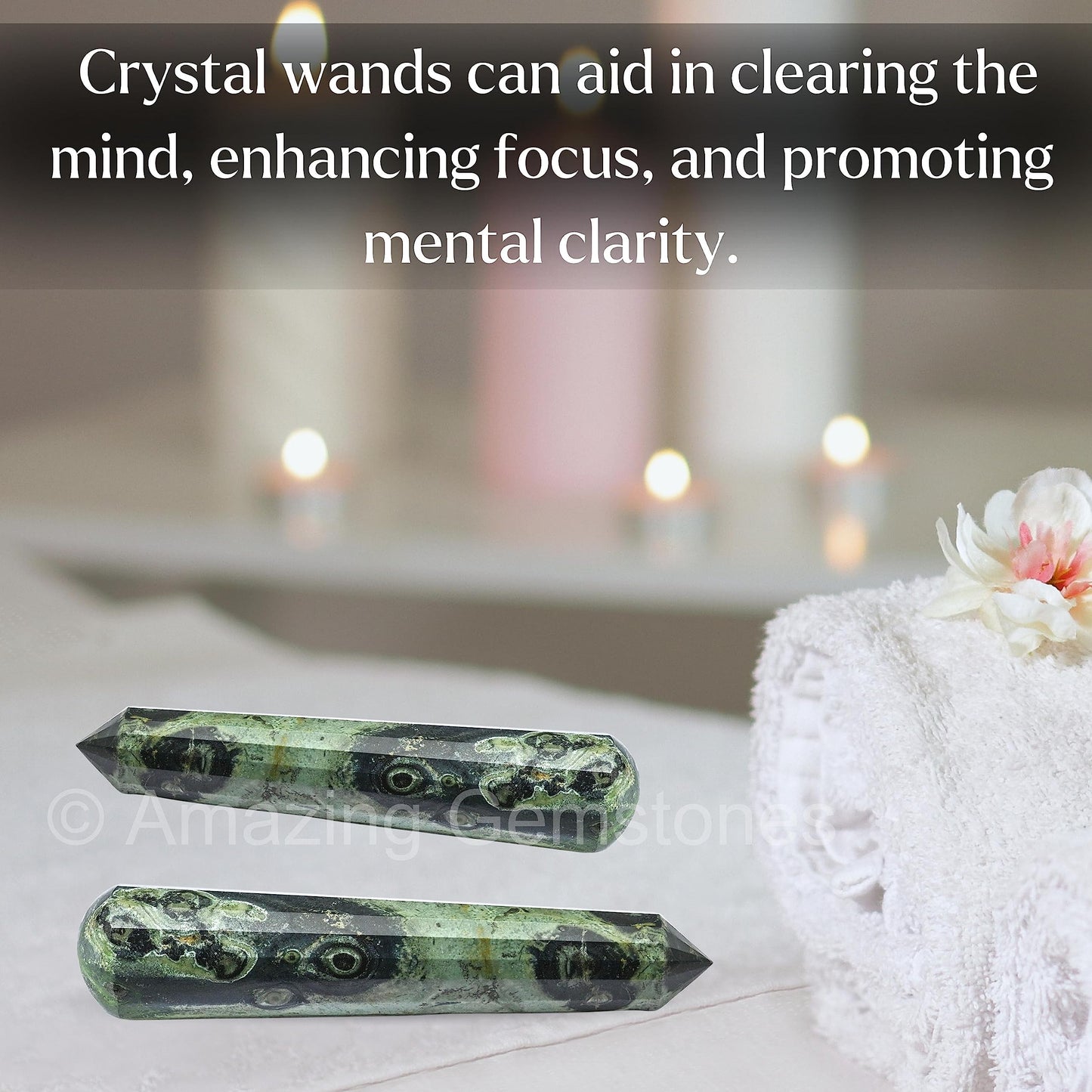 Amazing Gemstone Kambaba Jasper Crystal Wand Massage Stick - Pelvic Wand Gua Sha for Adults - Crystals and Healing Stones Massage Wands for Adults Gifts (Pointed)