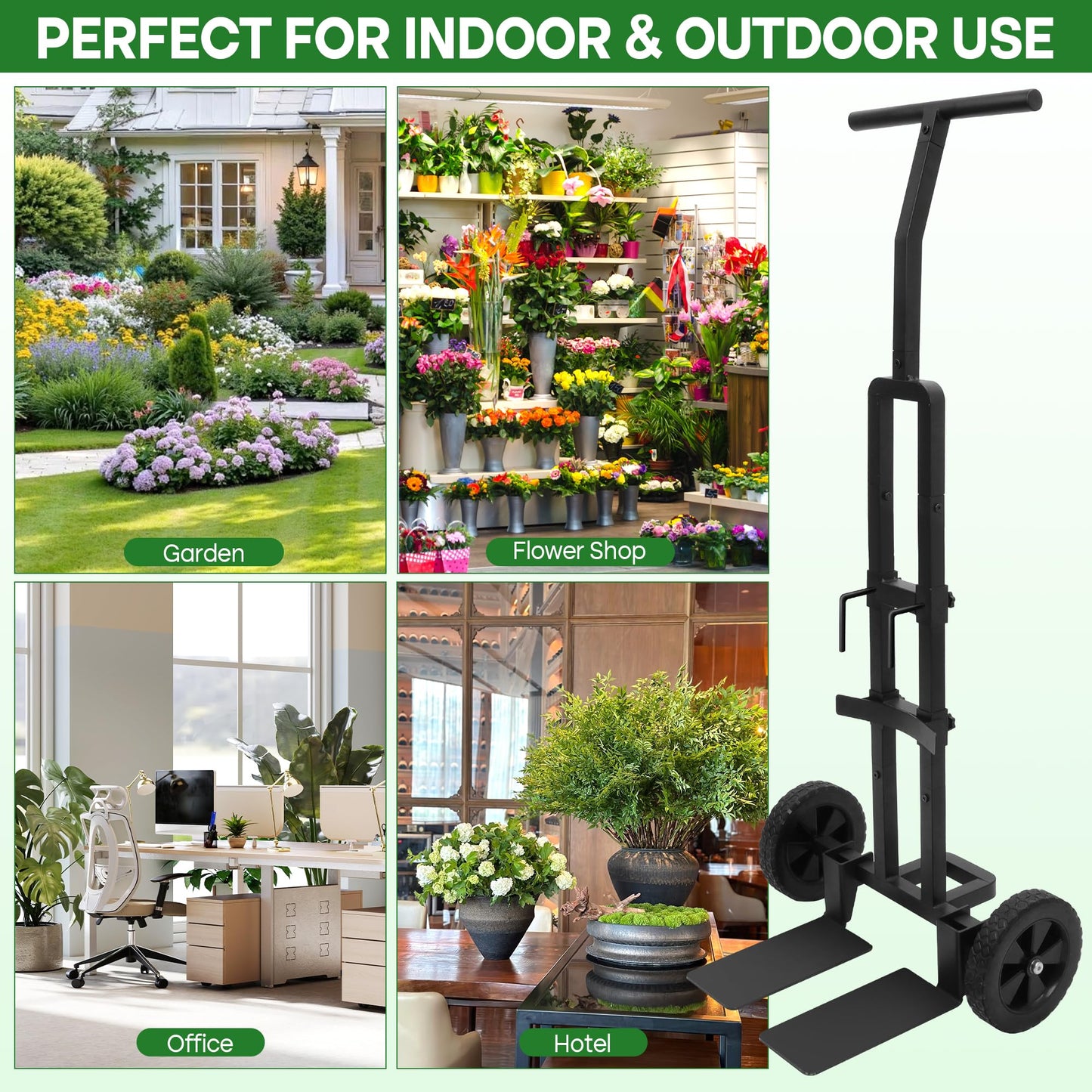 Heavy Duty Plant Caddy with Wheels,Rolling Plant Dolly Pot Mover with Upgraded Adjustable Curved Support and Thickened Wide Support Plate,Disperses Pressure to Protect Plants, Black