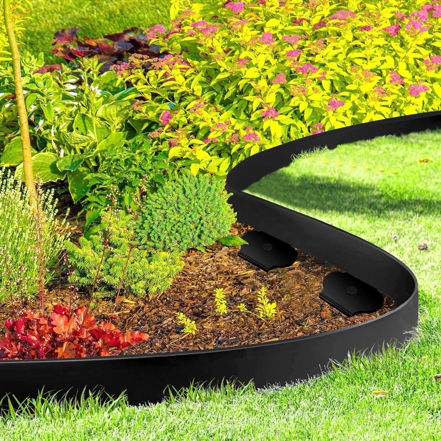 YUYIUS Landscape Edging - Garden Edging Border 40FT 2IN Tall with 40 Stakes, No Dig Lawn Edging for Landscaping for Garden Bed, Yard, Thickened Top Edge (0.15”) Flower Bed Border Edging for Outdoor