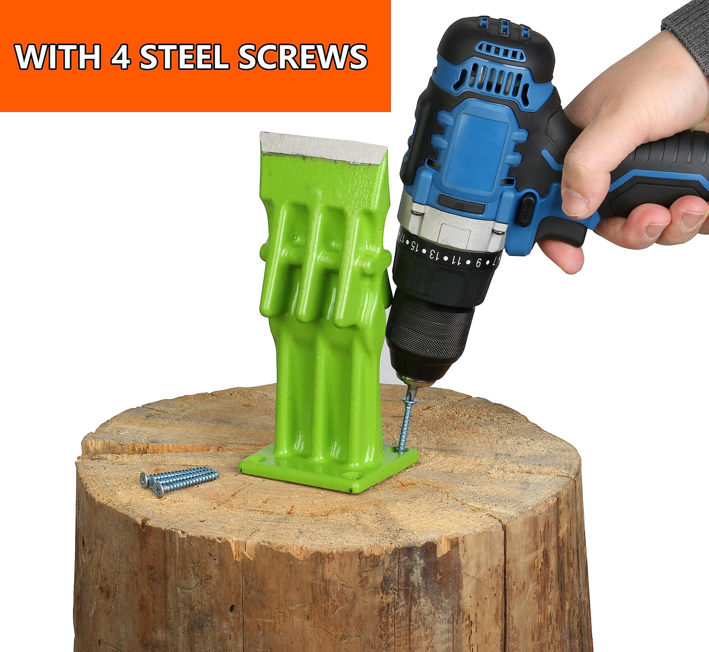 SPEED FORCE Firewood Kindling Log Wood Splitter – No Axe! Wedge Point Splits Firewood, 3 Inch Green with Safety Cover