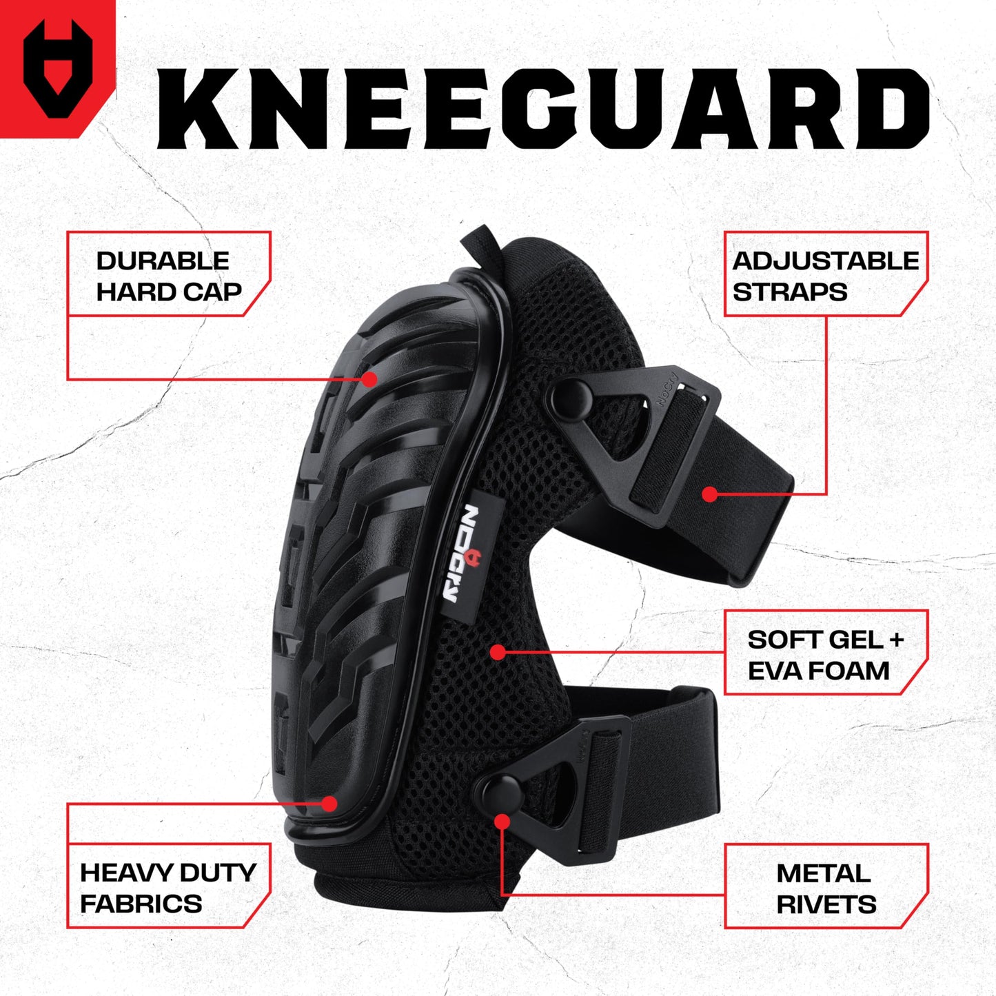 NoCry Professional Gel Knee Pads for Work with Soft Foam and Gel Cushion — Heavy Duty Cap, Reinforced Adjustable Straps, Military Grade Rivets and Built-in Hang Loops — Perfect for Construction