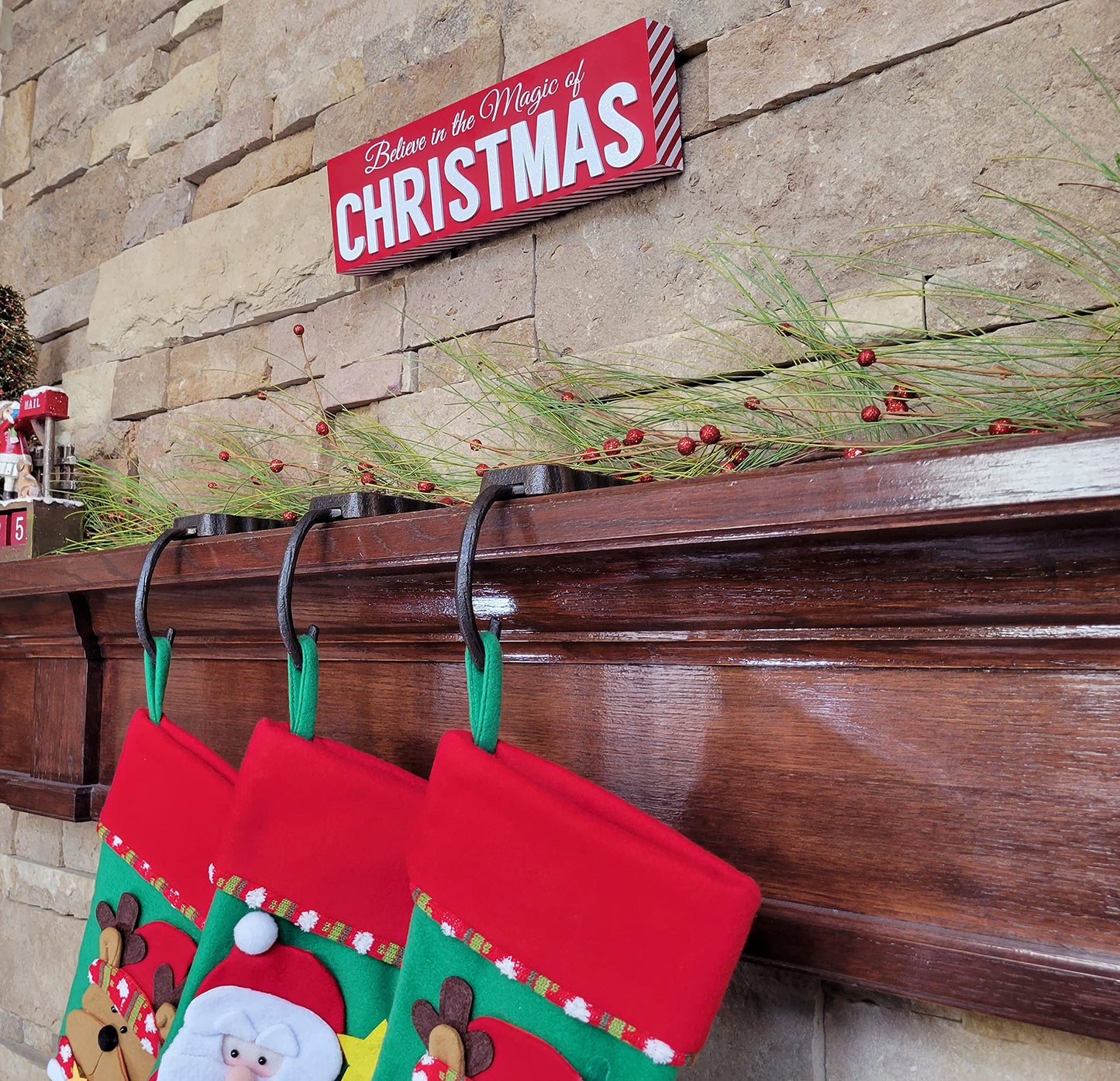 Lulu Decor, Low Profile Christmas Stocking Holders, Set of 2 Bases, Strong Heavy Stocking Holders (Log Design)