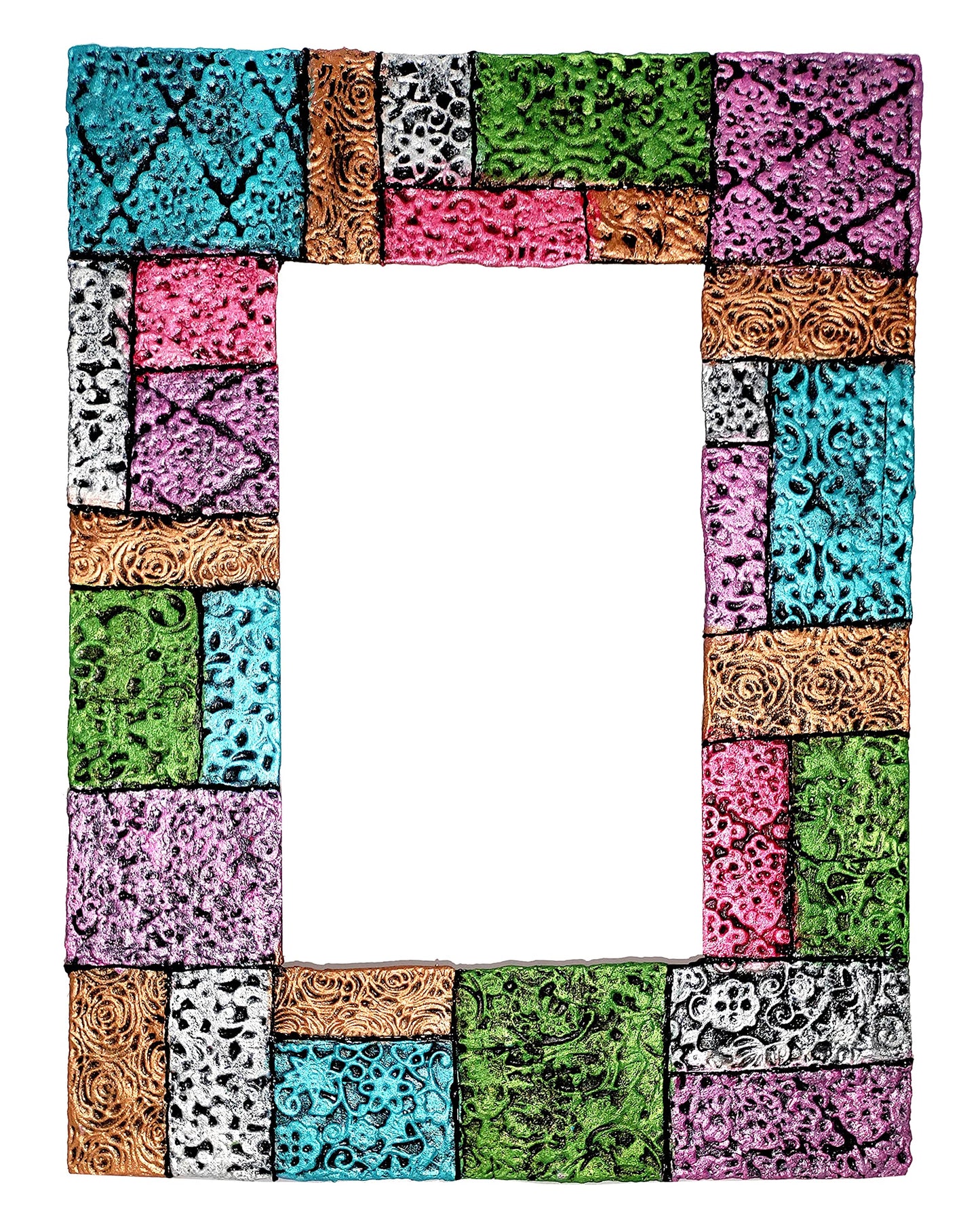Akanksha Arts Handmade, Mural Art - Made of Clay Mosaic, Size 16x12 inches, Wall Decor - Can be Used as a Mirror Frame