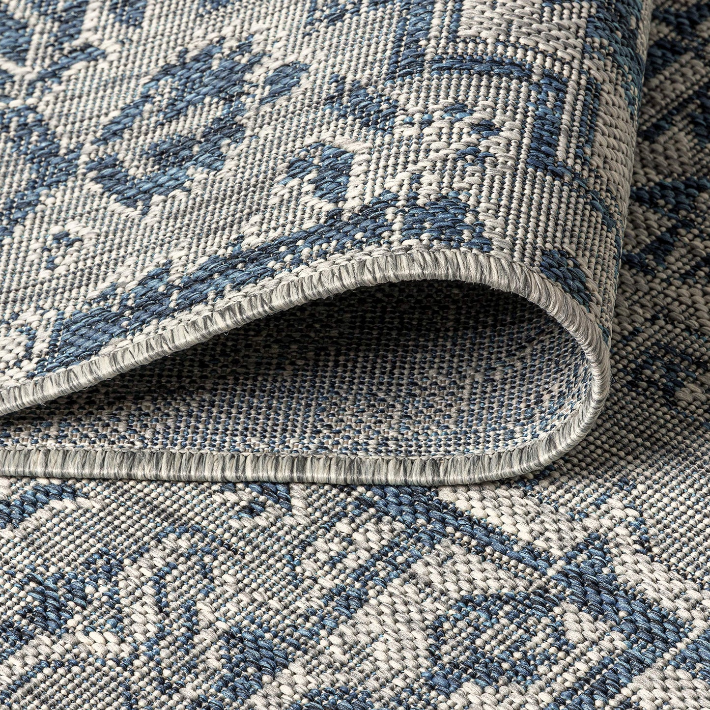 JONATHAN Y Boho Medallion Indoor Outdoor Area Rug 5X8 Navy/Gray, Estrella Textured Weave for Backyard, Patio, Porch, Easy-Cleaning, High Traffic, Pet-Friendly, Non-Shedding (SMB105B-5)