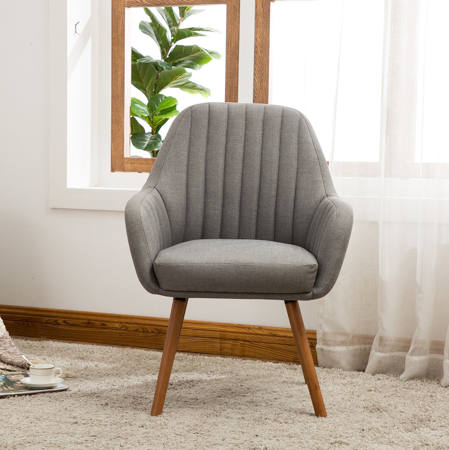 Roundhill Furniture Tuchico Contemporary Fabric Accent Chair,Arm Rest, Gray