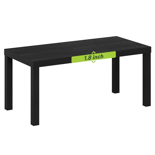 Furinno CLASSIC Coffee Table, Modern Rectangle Coffee Table with 1.8" Triple Thick Tabletop, Side Table, Toolless Assembly, for Living Room, Home Office, Black
