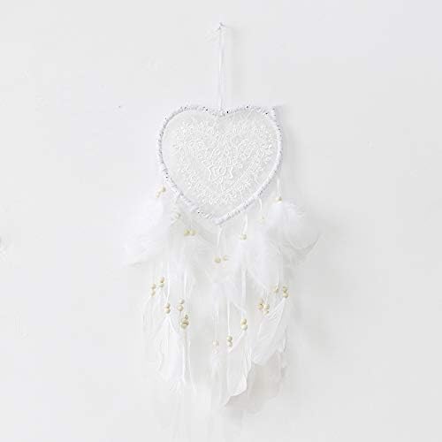 Skreened Christmas Lights，Fashion Handmade LED Light Dream Catcher with Feather Love Heart Dream Catcher Night Light Home Bedside Wall Hanging Home Party Wedding Decoration Gift (White)