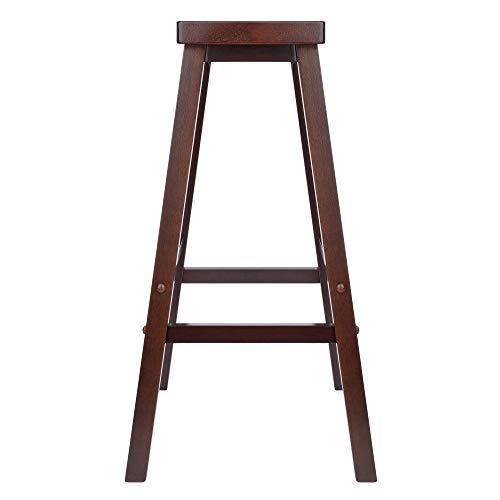 Winsome Satori Saddle Seat Counter Stool, 29" in Black, Classic Backless Bar Chairs for Kitchen & Dining Room Seating, Timeless Essential Furniture for Home, Dorm, Apartments
