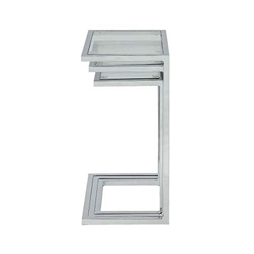 Carolina Classic Addison Powder Coated Metal Frame Nesting Table Set in Chrome
