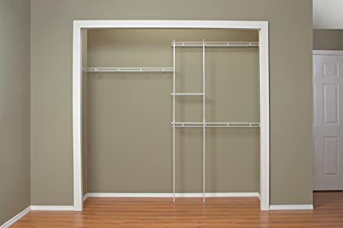 ClosetMaid Wire Closet Organizer System, Adjustable from 5 to 8 Ft., with Shelves, Hardware, Durable Steel, Fixed Mount Installation, White