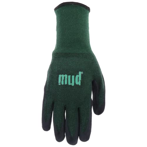 MUD Bamboo Flex Garden Gloves, Moisture-Wicking & UV Protection Polyurethane/Nitrile Coated, Enhanced Grip, Puncture Resistant, Green/Black, Large (SM7197G/LXL)