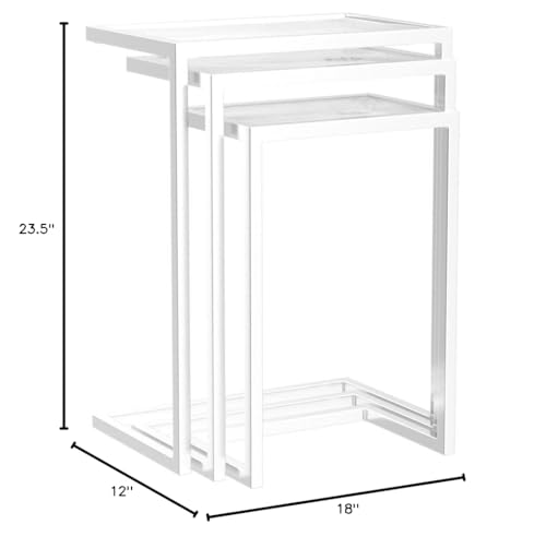 Carolina Classic Addison Powder Coated Metal Frame Nesting Table Set in Chrome