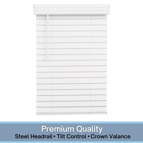 Lotus & Windoware Cordless, 2 Inch Faux Wood Blind, 35" Wide x 60" Long, Window Blinds, Blinds & Shades, Blinds for Indoor Windows, Smooth, Bright White - 35" x 60",Bright White
