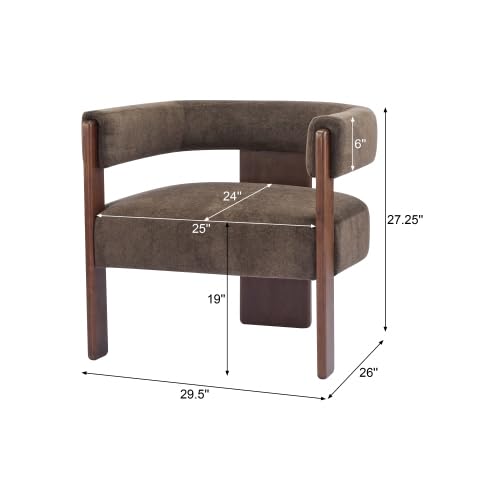 Christopher Knight Home Nettie Modern Accent Chair for Living Room, Velvet Fabric Single Lounge Sofa Chair with Wooden Frame, Comfy Reading Chair for Bedroom, Lounge Armchair with Cushion, Dark Brown