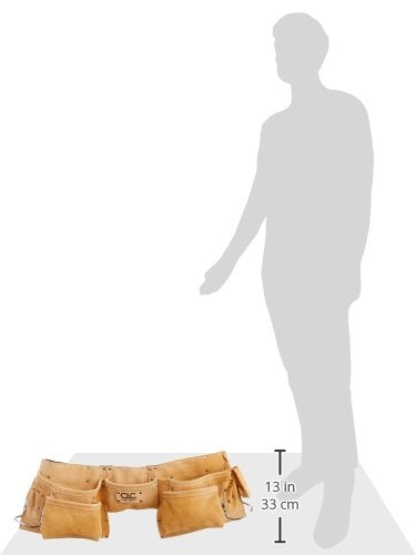 Custom LeathercraftI427X Heavy Duty Contractor-Grade Suede Leather Work Apron, 2 Steel Hammer Loops, 12 Pockets, Tan , Brown