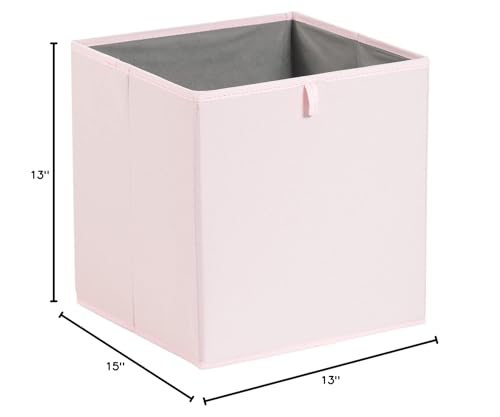 Amazon Basics Collapsible Cube Organizer Bins, Closet Storage Organizer Baskets for Shelves, Space-Saving, 13" x 15" x 13", Peony Pink, Pack of 6