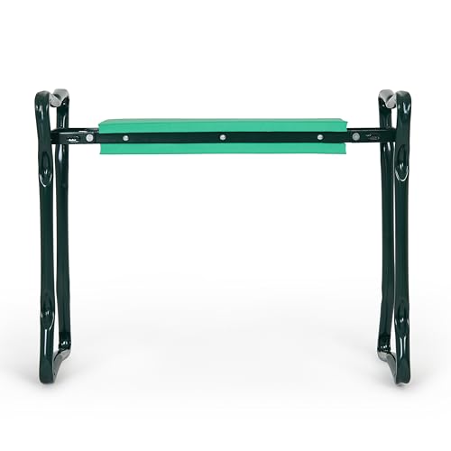 Backyard Expressions Garden Kneeler & Seat – 2-in-1 Garden Stool and Kneeler, Foldable Gardening Bench with Cushioned Pad for Weeding, Planting & Yard Work