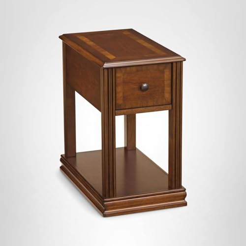 Signature Design by Ashley Breegin Chair Side End Table, 1 Drawer, 1 Fixed Shelf, Veneers, Wood, 13.13" W x 22.13" D x 23" H, Brown