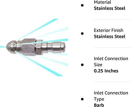 MIZORLIE (2 Sets) Pressure Washer Sewer Jetter Nozzle with Stainless Steel, Mini Compact Durable Sewer Jet Nozzle,Pressure Drain Jetter Hose Nozzle,1/4'' Quickly Connector, 5000 PSI