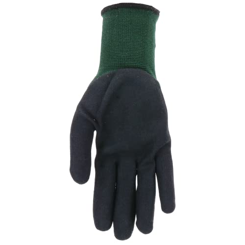 MUD Bamboo Flex Garden Gloves, Moisture-Wicking & UV Protection Polyurethane/Nitrile Coated, Enhanced Grip, Puncture Resistant, Green/Black, Large (SM7197G/LXL)