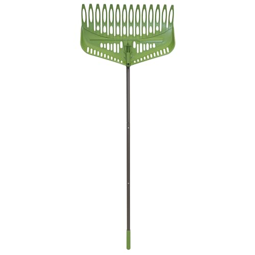 Flip Scooping Leaf Rake, Heavy Duty Lawn and Yard Care, Extra Wide Head, Green