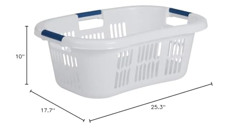 Rubbermaid Large Hip-Hugger Laundry Basket/Hamper, 1.5-Bushel, White, Stackable Storage Bin/Organizer for Bathroom/Bedroom/Dorm/Home