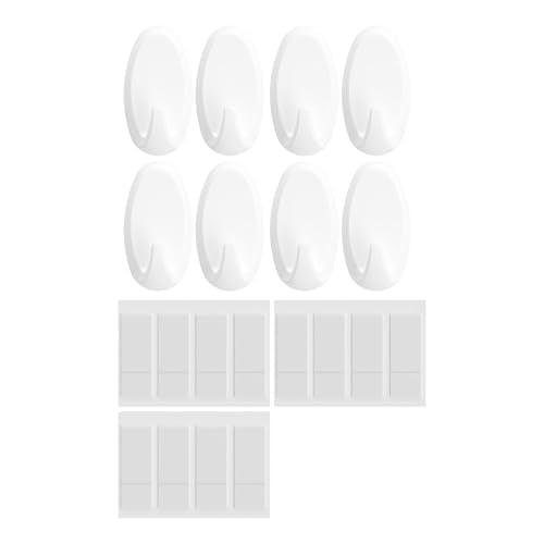 FrogTape reMOVEables Heavy Duty Wall Hooks - 8 Hooks and 12 Strips - Holds up to 3 lbs - No Damage - Easy to Remove & Reuse - Medium Wall Hook with Adhesive Strips - White (Pack of 8)