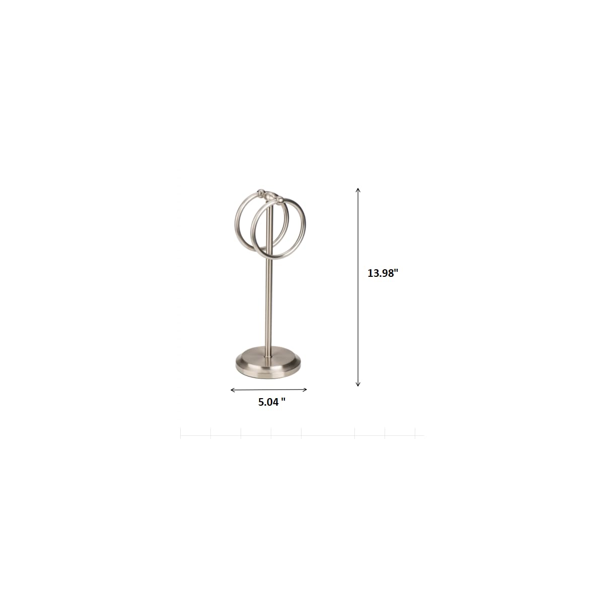 J&V TEXTILES Steel Towel Rack Holder Stand with 2 Hanging Rings for Bathroom Vanity Countertops - Space Saving Hand Towel Holder (Brushed Satin Nickel)