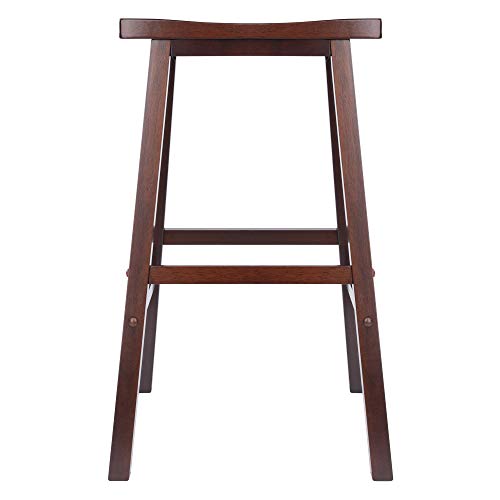 Winsome Satori Saddle Seat Counter Stool, 29" in Black, Classic Backless Bar Chairs for Kitchen & Dining Room Seating, Timeless Essential Furniture for Home, Dorm, Apartments