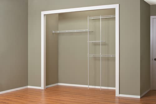 ClosetMaid Wire Closet Organizer System, Adjustable from 5 to 8 Ft., with Shelves, Hardware, Durable Steel, Fixed Mount Installation, White