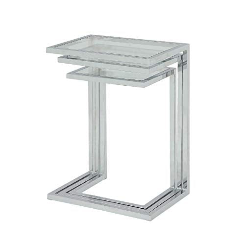 Carolina Classic Addison Powder Coated Metal Frame Nesting Table Set in Chrome