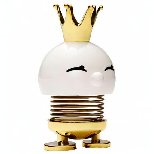 Hoptimist Princess Bimble, Home Decor Ornament - Scandinavian Design, Plastic W/Metal Spring, Small - Monarchy Collection Ideal Gifts for Any Occasion- (White)