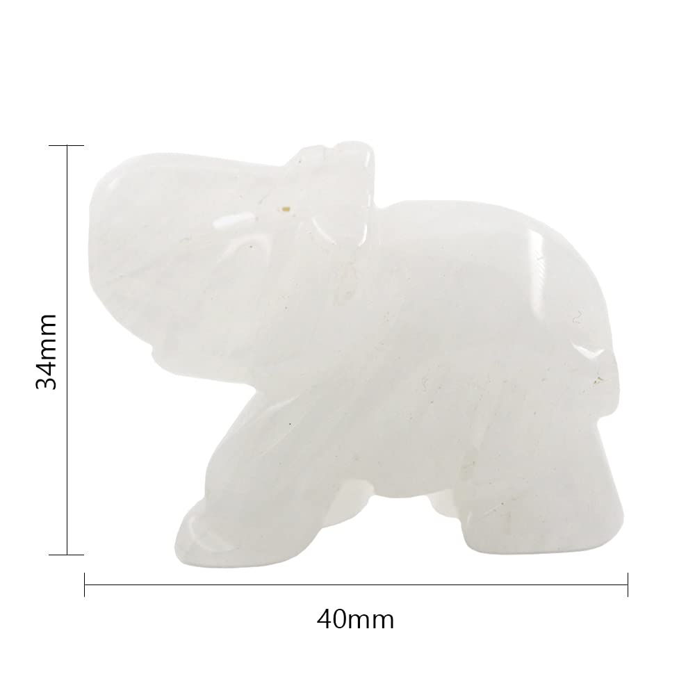 Ouubuuy Clear Crystal Elephant Pocket Guardian Figurine Elephant Statue 1.5 inch for Healing Reiki Spiritual Gift Cute Meditation Office Room Desk Decor