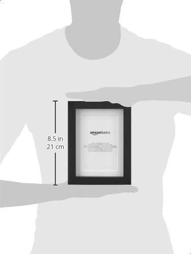 Amazon Basics Rectangular Picture Frame with Glass, 5" x 7", Wall Hanging or Tabletop Display, Mat for 4" x 6" Photo, Black, 2-Pack