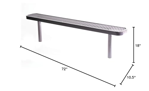 COATEDOUTDOORFURNITURE Coated Outdoor Furniture Heavy-Duty Outdoor Bench Thermoplastic Coated, Expanded Metal, Commercial-Grade Seating, Made in America (Inground Without Back, 6 Ft, Black)