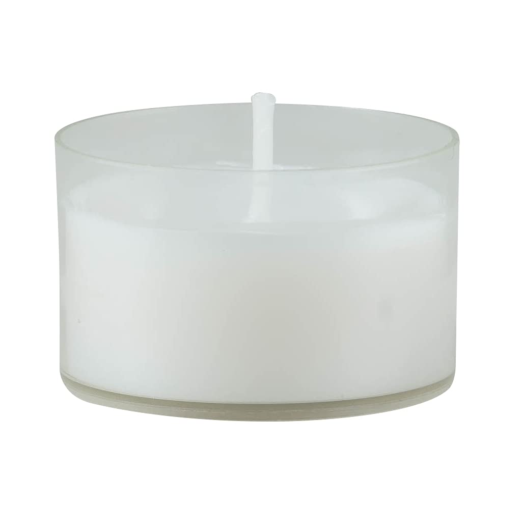 Stonebriar 48 Count White Unscented Smokeless Long Burning Clear Cup Tea Light Candles with 6 to 7 Hour Burn Time