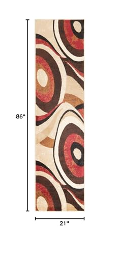 Home Dynamix Tribeca Slade Modern Runner Rug, Abstract Brown/Red 1'9"x7'2"