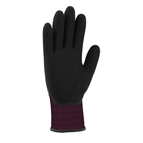Carhartt Womens Thermal Full Coverage Nitrile Grip Glove, Deep Wine, M